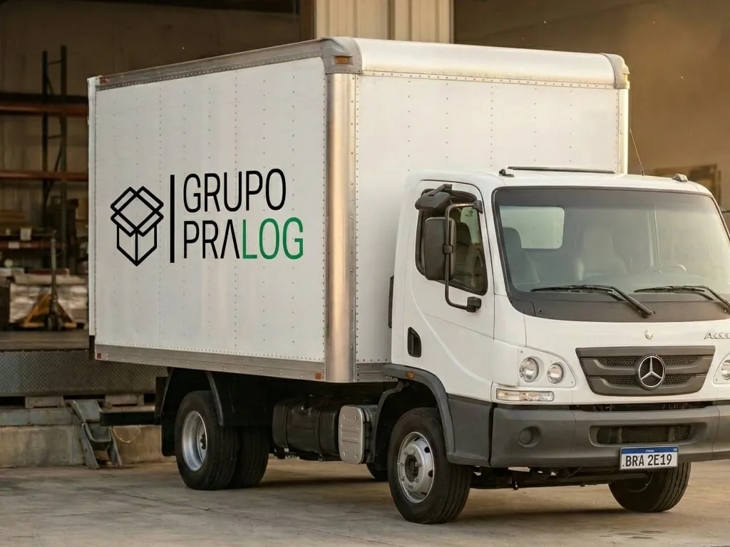 Caminhão Mercedes-Benz Accelo da frota PRA LOG em centro de distribuição